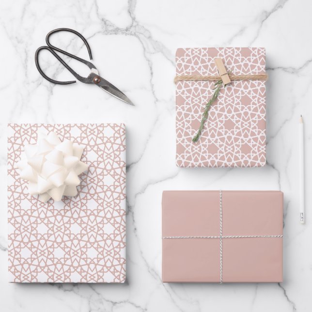Dusty Pink Arabesque Design Geschenkpapier Set (Vorderseite)