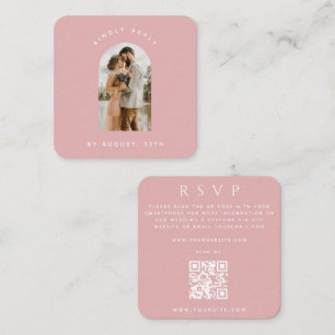 Dusty Pink Arch Foto QR Code Online Wedding RSVP Begleitkarte