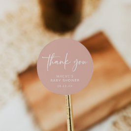 Dusty Pink Babydusche Rundsticker Modernes Mädchen Runder Aufkleber