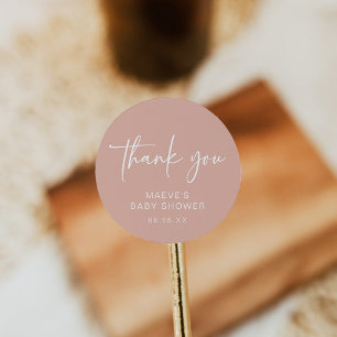 Dusty Pink Babydusche Rundsticker Modernes Mädchen Runder Aufkleber