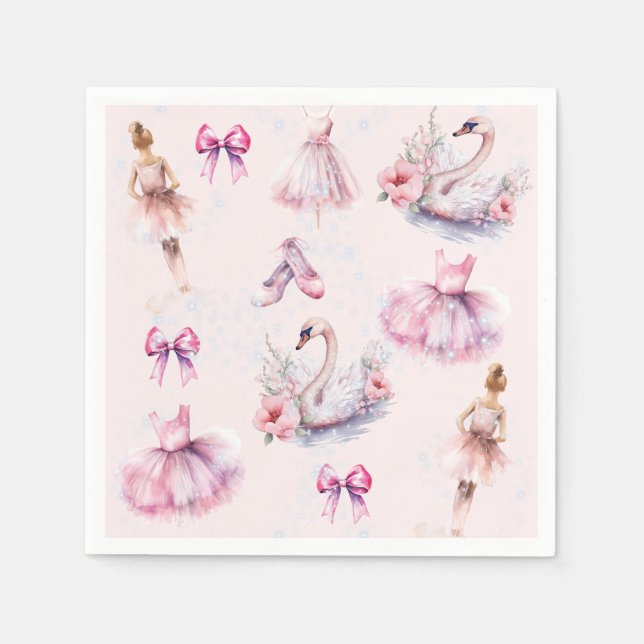 Dusty Pink Ballerina Geburtstag mit Glitzer Serviette (Vorderseite)