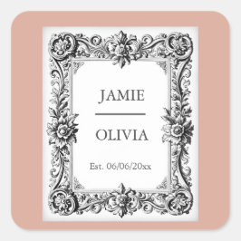 Dusty Pink Baroque Vintage Wedding - Custom Text Quadratischer Aufkleber