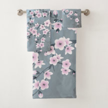 Dusty Pink Blue Cherry Blossom Floral