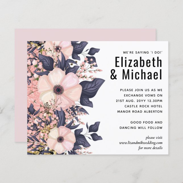 Dusty Pink Blue Floral Wedding Budget (Vorne/Hinten)