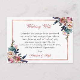 Dusty Pink Blue Floral wünscht gute Hochzeit Begleitkarte