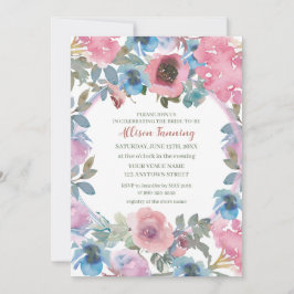 Dusty Pink Blue Rose Watercolor Brautparty Invi Einladung