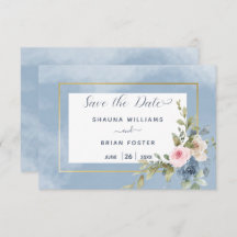 Dusty Pink Blue & White Roses Wedding