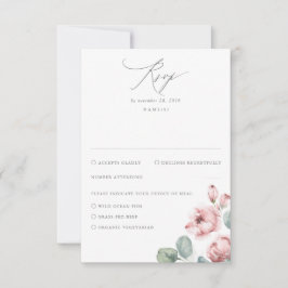 Dusty Pink Blume Elegant Dreamy Wedding RSVP Karte