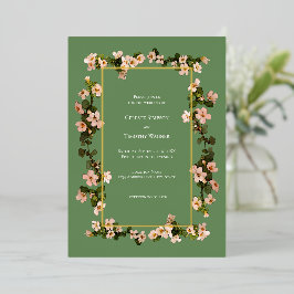 Dusty Pink Blume - Sage - Foil Frame Wedding Folieneinladung
