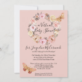 Dusty Pink Blumenstrauß Butterfly Virtual Dusche Einladung