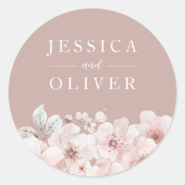 Dusty Pink & Blush Blues Alle Jahreszeiten Hochzei Runder Aufkleber
