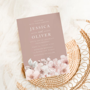 Dusty Pink, Blush Blume Reine Eleganz Hochzeit Einladung