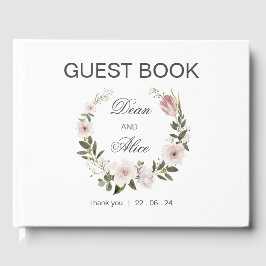 Dusty Pink Boho Blumenfarben Pastel Hochzeit Gästebuch