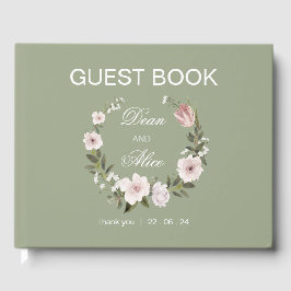 Dusty Pink Boho Blumenfarben Pastel Hochzeit Gästebuch