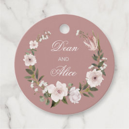Dusty Pink Boho Blumenfarben Pastel Hochzeit Geschenkanhänger