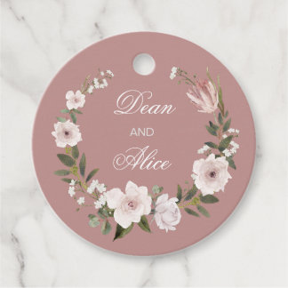 Dusty Pink Boho Blumenfarben Pastel Hochzeit Geschenkanhänger