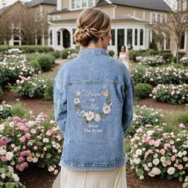 Dusty Pink Boho Blumenfarben Pastel Hochzeit Jeansjacke