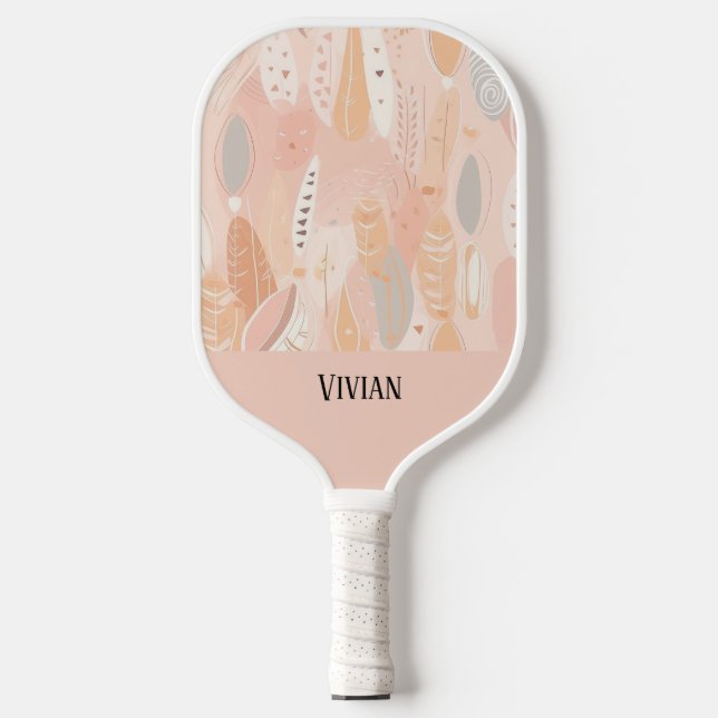 Dusty Pink Boho Botanisch Abstrakt Personalisiert Pickleball Schläger (Vorderseite)