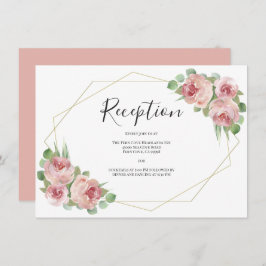 Dusty Pink Boho Floral Geometric Wedding Reception Begleitkarte