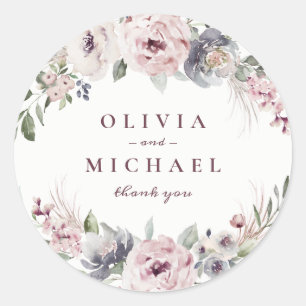Dusty pink boho florale rustikale Hochzeit Runder Aufkleber