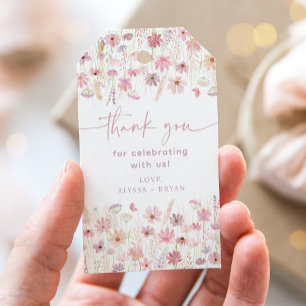 Dusty Pink Boho Wildblumen Babydusche Geschenkanhänger