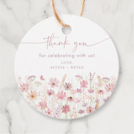 Dusty Pink Boho Wildblumen Babydusche Geschenkanhänger