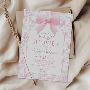 Dusty Pink Bow Blumenspielwagen Kinderdusche Einla Einladung