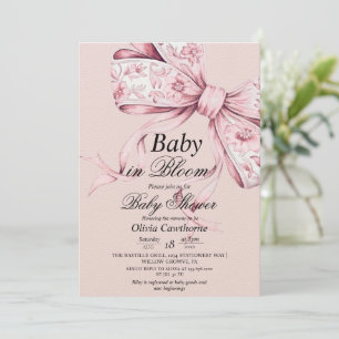 Dusty Pink Bow Watercolor Kinderdusche Einladung