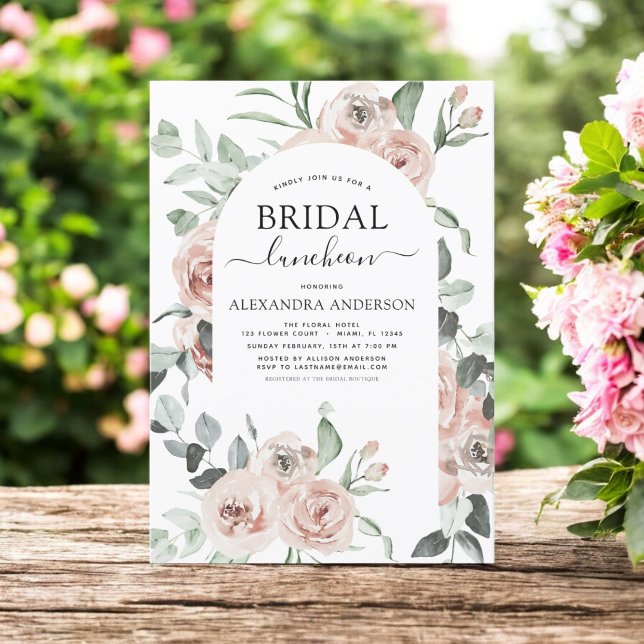 Dusty Pink Brautparty Luncheon Grün Invita Einladung (Von Creator hochgeladen)