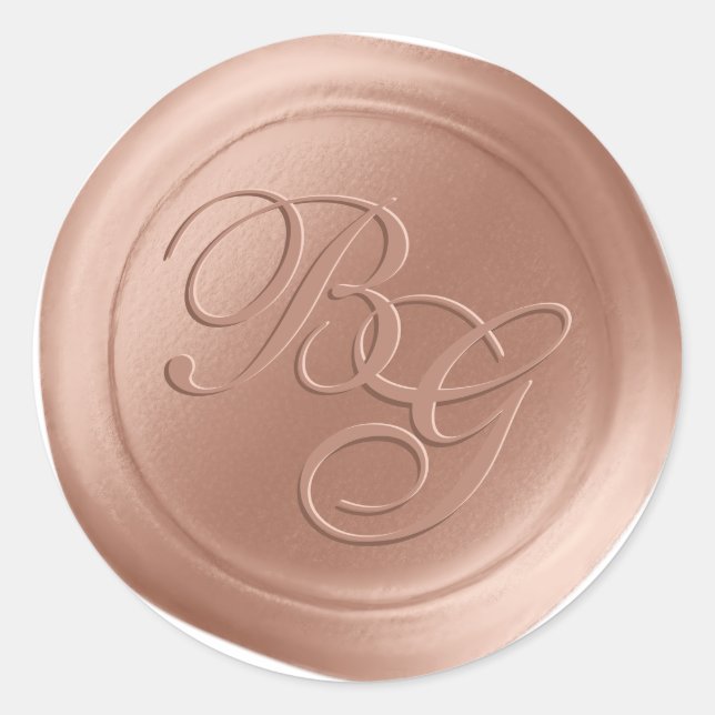 Dusty Pink Calligraphy Monogram Wax Siegel Sticker (Vorderseite)
