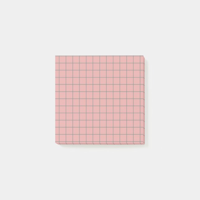 Dusty Pink Checkered Pattern Elegantes Grid Design Post-it Klebezettel (Vorderseite)