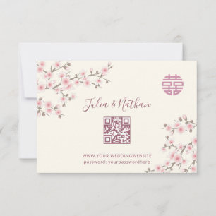 Dusty PInk Cherry Blossom UAWG Chinese Wedding RSVP Karte