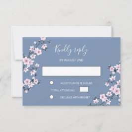 Dusty Pink Cherry Blossom Wedding RSVP Karte