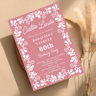 Dusty Pink Cielito Lindo mexikanisch 80. Geburtsta Einladung