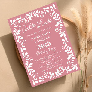 Dusty Pink Cielito Lindo Mexikanischer 50. Geburts Einladung