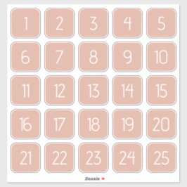 Dusty Pink Customizable Square Number Stickers Aufkleber