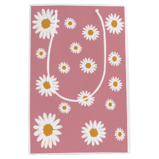 Dusty Pink Daisy Floral Geschenktasche Mittlere Geschenktüte