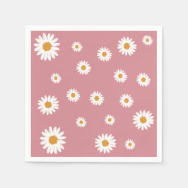 Dusty Pink Daisy Theme Paper Napkin Serviette