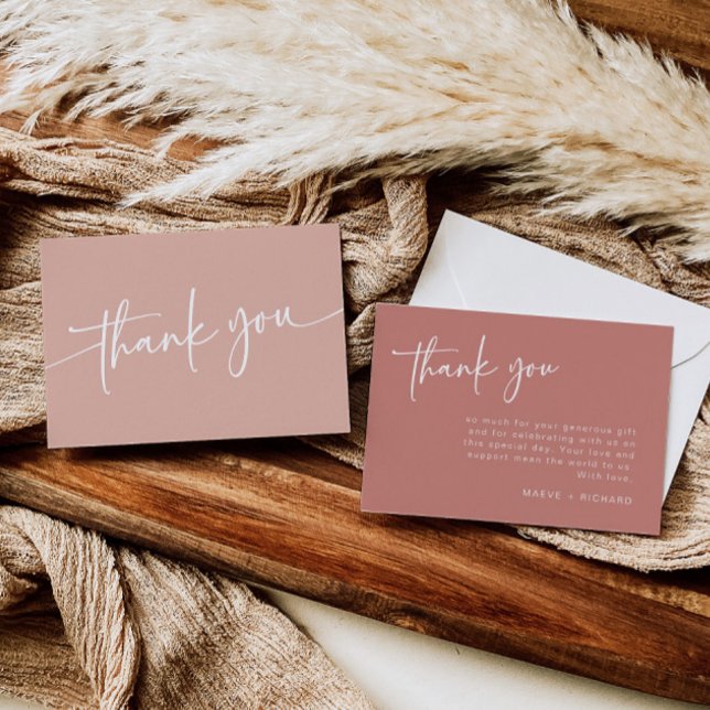 Dusty Pink Danke-Card Modernes Minimalistisches Mä Dankeskarte (Von Creator hochgeladen)