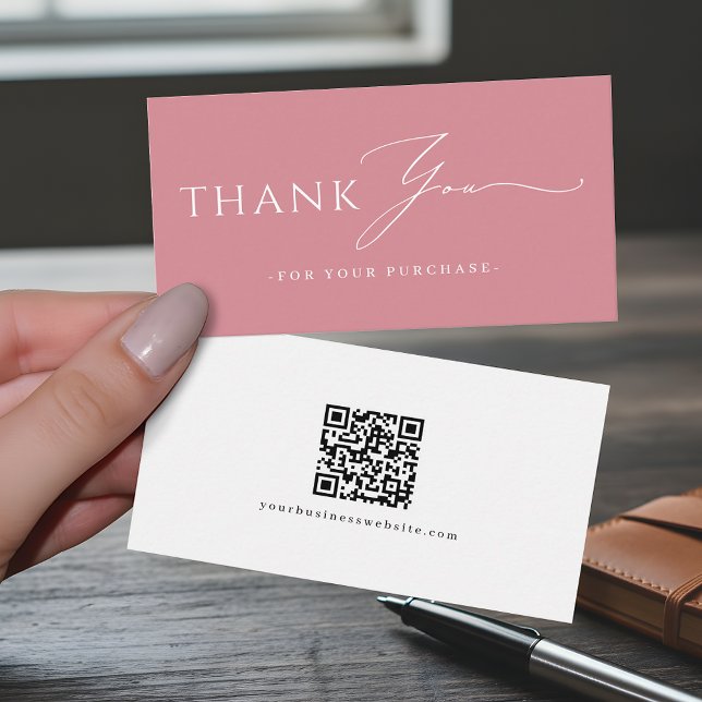 Dusty Pink Danke QR-Code-Website Visitenkarte (Von Creator hochgeladen)
