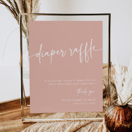 Dusty Pink Diaper Raffle Sign Girl Modern Minimal Poster