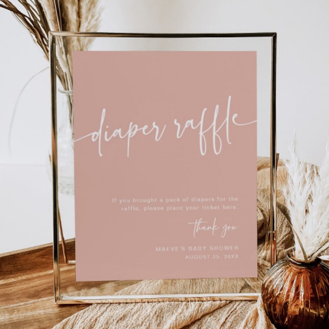 Dusty Pink Diaper Raffle Sign Girl Modern Minimal Poster (Von Creator hochgeladen)