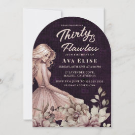 Dusty Pink Dress & Floral 30. Geburtstag Party Einladung