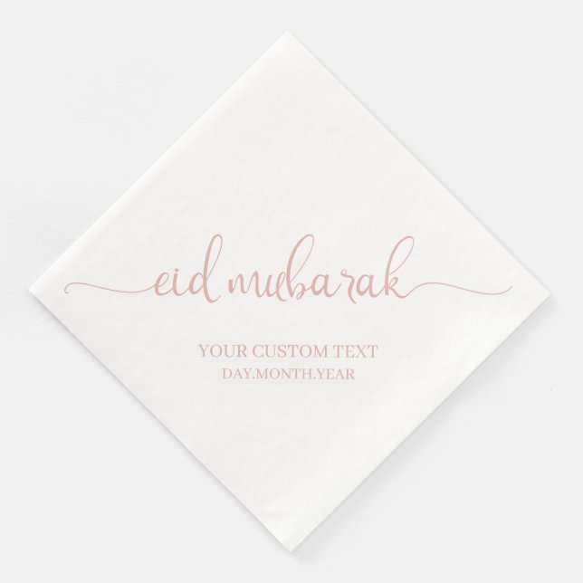Dusty Pink Eid Mubarak Kalligrafie Custom Serviette (Ecke)