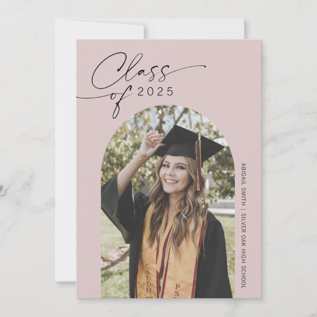 Dusty Pink, einfache Gewölbe Foto Abschluss Ankündigung (Vorderseite)