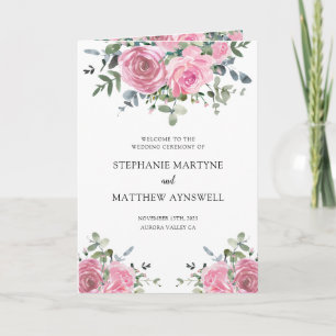 Dusty Pink Eukalyptus Botanisches Hochzeitsprogram Programm