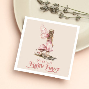 Dusty Pink Fairy Erste Geburtstagsparty Personalis Serviette