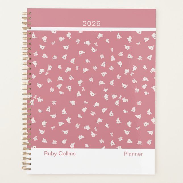 Dusty Pink Feminine Minimalist Floral Large Planer (Vorderseite)