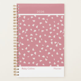 Dusty Pink Feminine Minimalist Floral Planner Planer