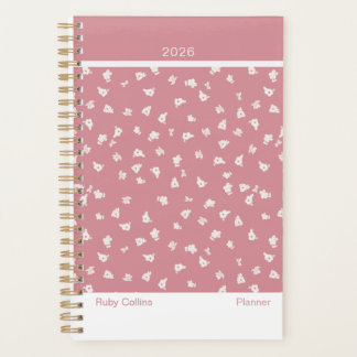 Dusty Pink Feminine Minimalist Floral Planner Planer